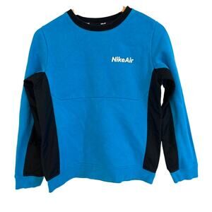 Nike Air Boys Crew Neck Pullover Sweatshirt Blue Black Large